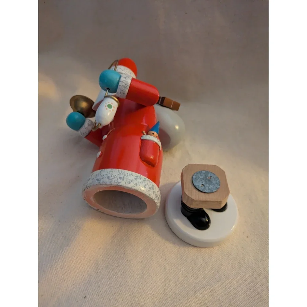 Vintage Wooden Santa Claus Incense Smoker Christmas 7 Inch Red White German